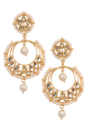 Pearl Beaded Kundan Inspired Mang Tikka With Chandbali (FEMMTS010)