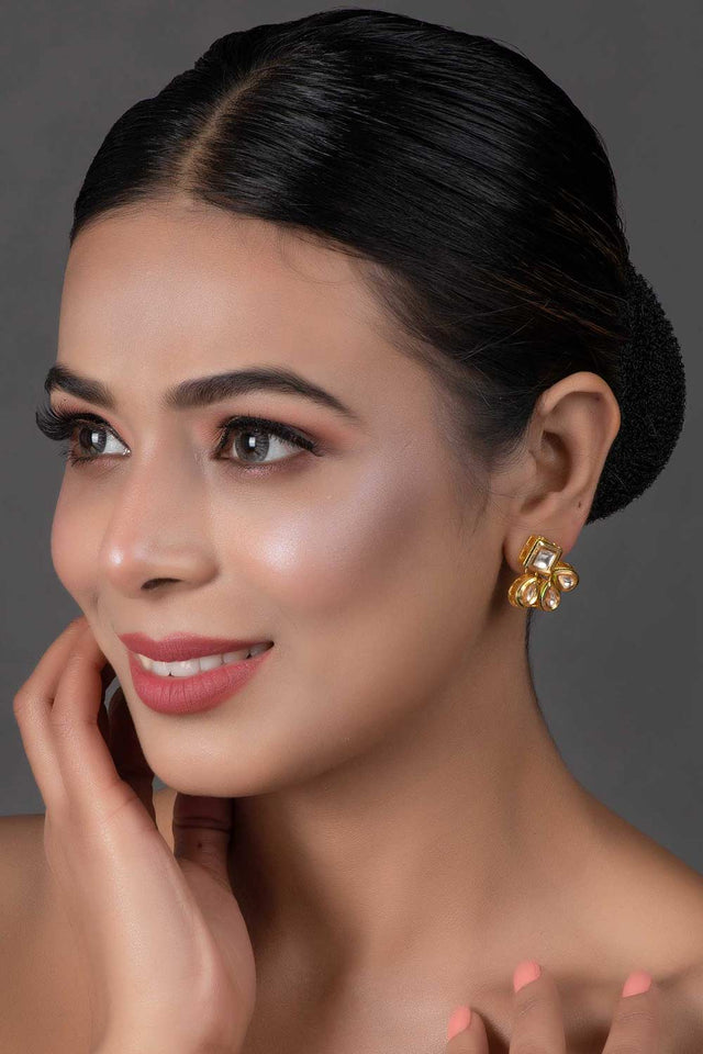 Gold Tone Kundan Inspired Earrings (FEMNW003)