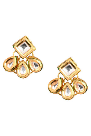 Gold Tone Kundan Inspired Earrings (FEMNW003)