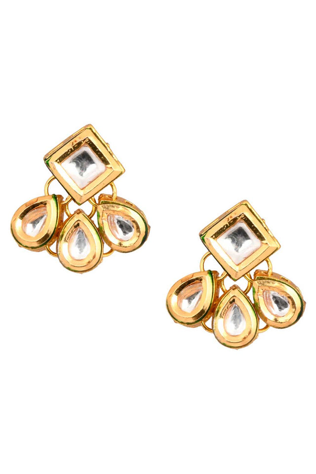 Gold Tone Kundan Inspired Earrings (FEMNW003)