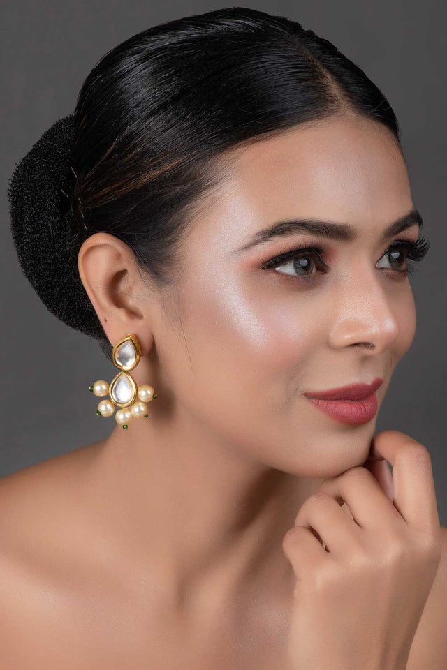Pearl Beaded Handcrafted Kundan Earrings (FEMNW005)