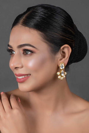 Pearl Beaded Handcrafted Kundan Earrings (FEMNW005)