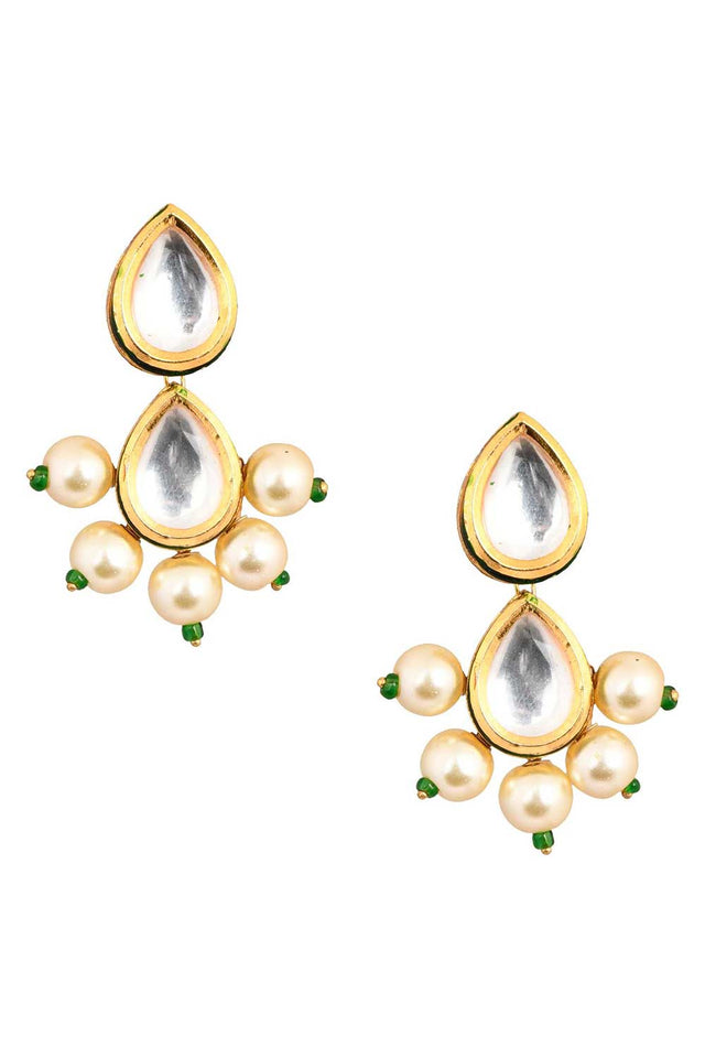 Pearl Beaded Handcrafted Kundan Earrings (FEMNW005)