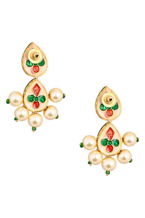 Pearl Beaded Handcrafted Kundan Earrings (FEMNW005)