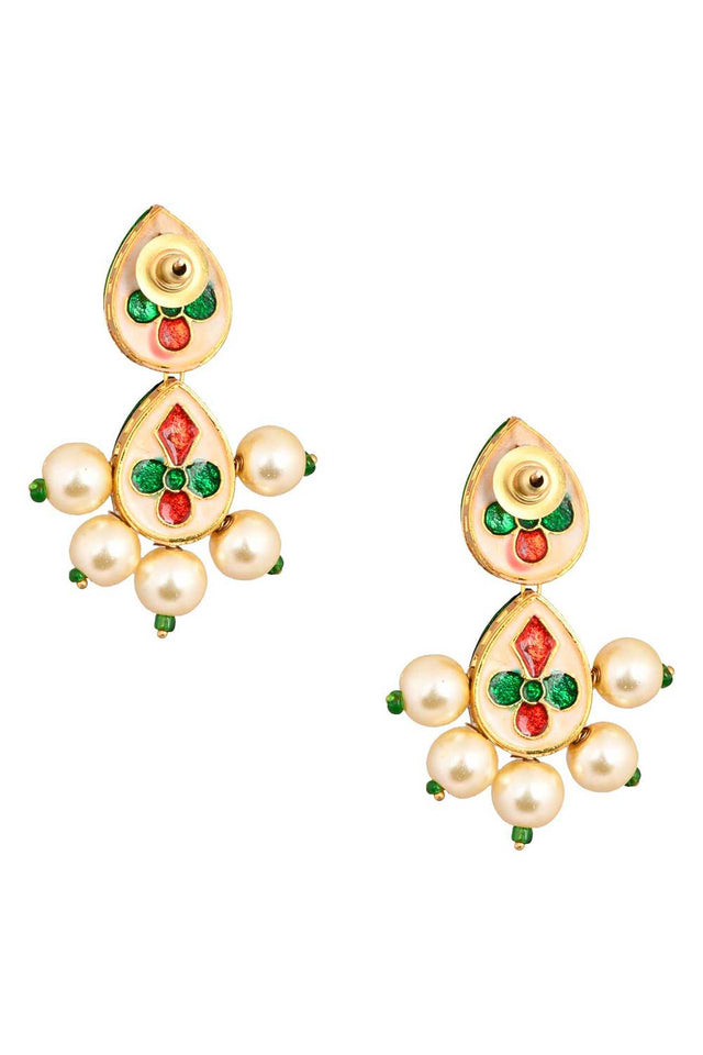 Pearl Beaded Handcrafted Kundan Earrings (FEMNW005)