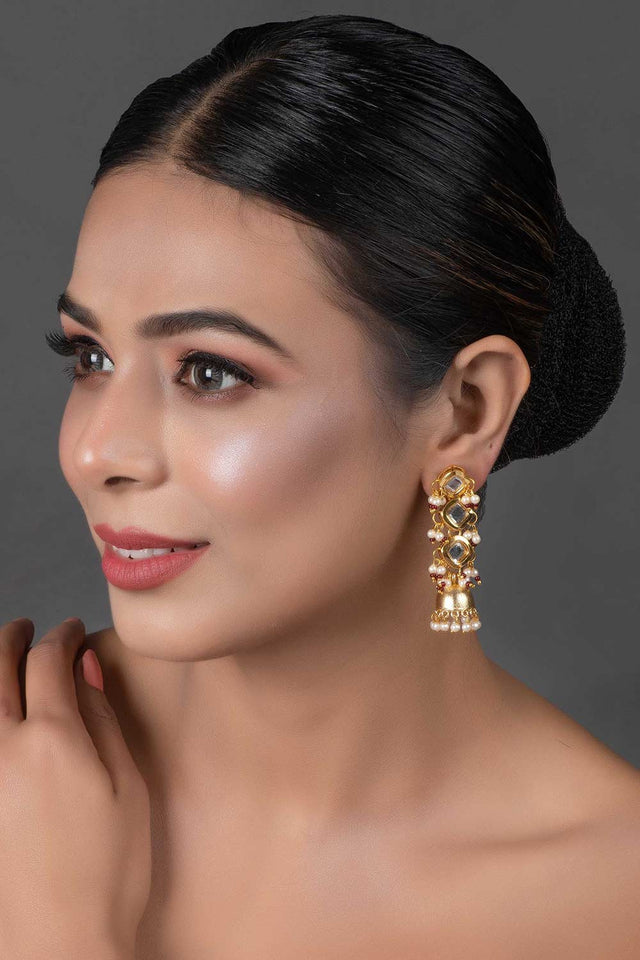 Gold Tone Kundan Inspired Jhumki (FEMNW010)