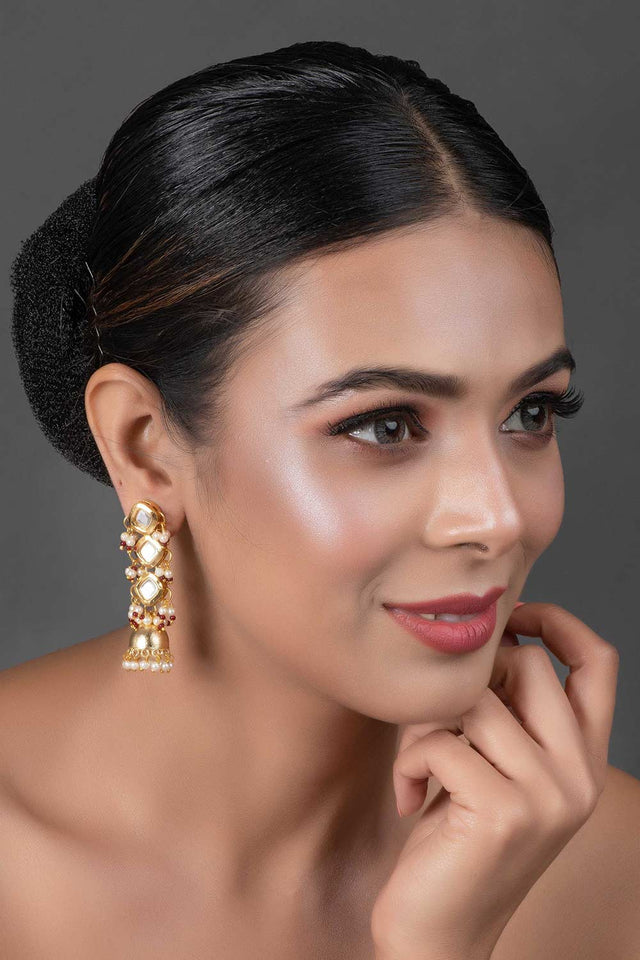 Gold Tone Kundan Inspired Jhumki (FEMNW010)