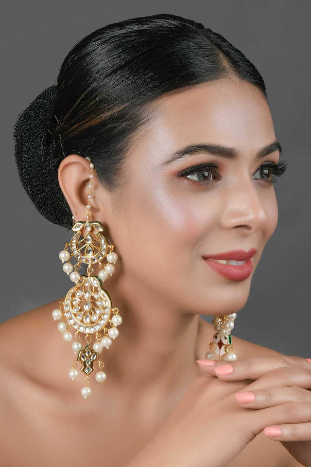 Pearl Beaded Handcrafted Kundan Earrings (FEMNW025)