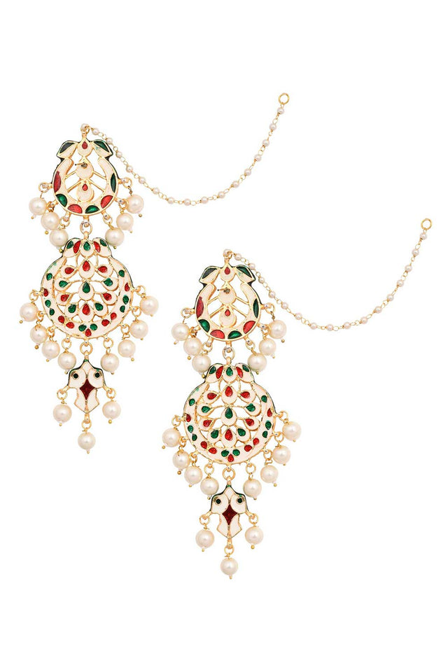 Pearl Beaded Handcrafted Kundan Earrings (FEMNW025)