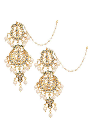 Pearl Beaded Handcrafted Kundan Earrings (FEMNW025)