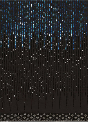 Blue & Black Georgette Sequins Work Woven Saree