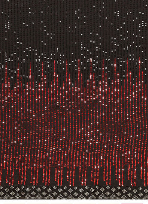 Red & Black Georgette Sequins Work Woven Saree