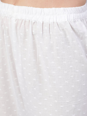 White  Pure Cotton Lace Kurti Pant Sets