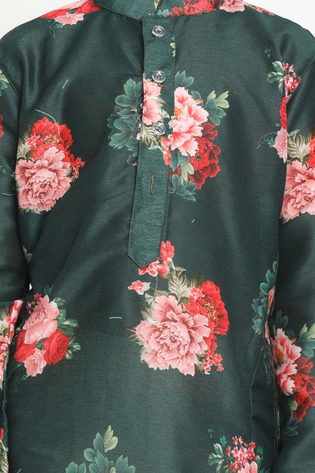 Buy Boys Floral Kurta and Dhoti Set in Green