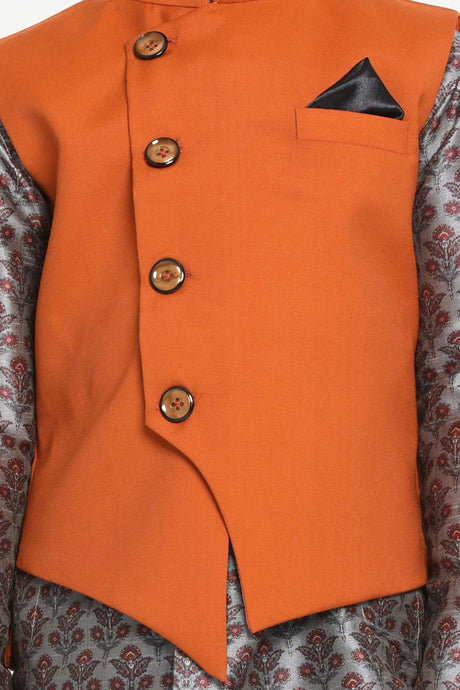 Buy Boys Art Silk Kurta Set in Grey