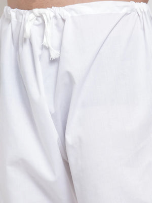 Men's Olive Cotton Embroidered Kurta Set