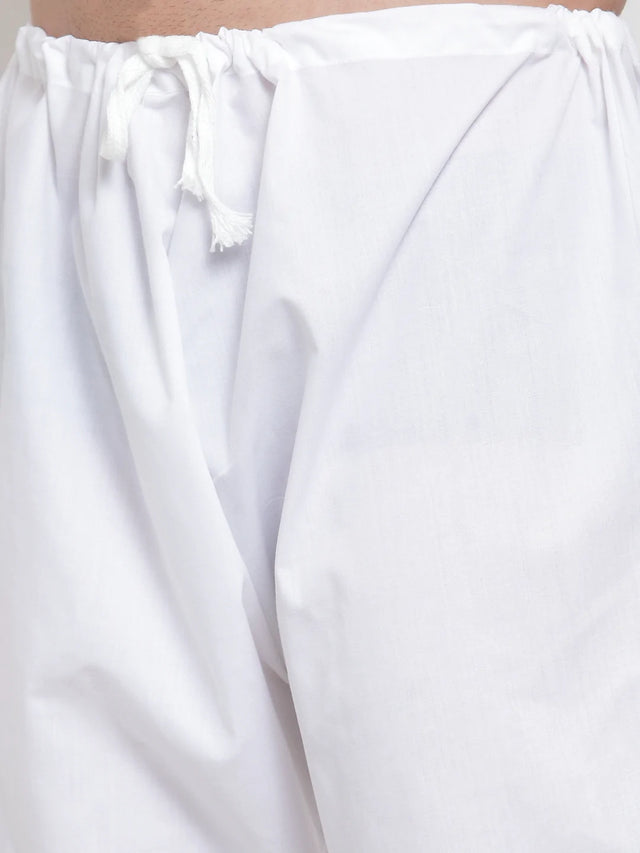 Men's Olive Cotton Embroidered Kurta Set