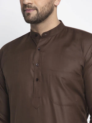 Men's Coffee Cotton Solid Kurta Set (JOKP_611Coffee)