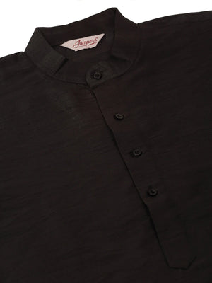 Men's Green Jacquard Silk Woven Design Kurta Set With Jacket