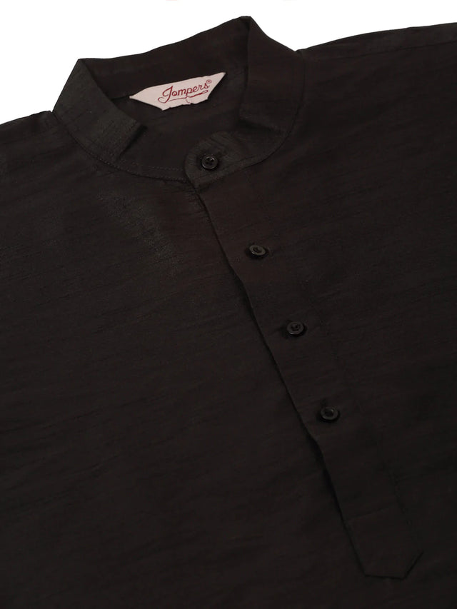 Men's Green Jacquard Silk Woven Design Kurta Set With Jacket