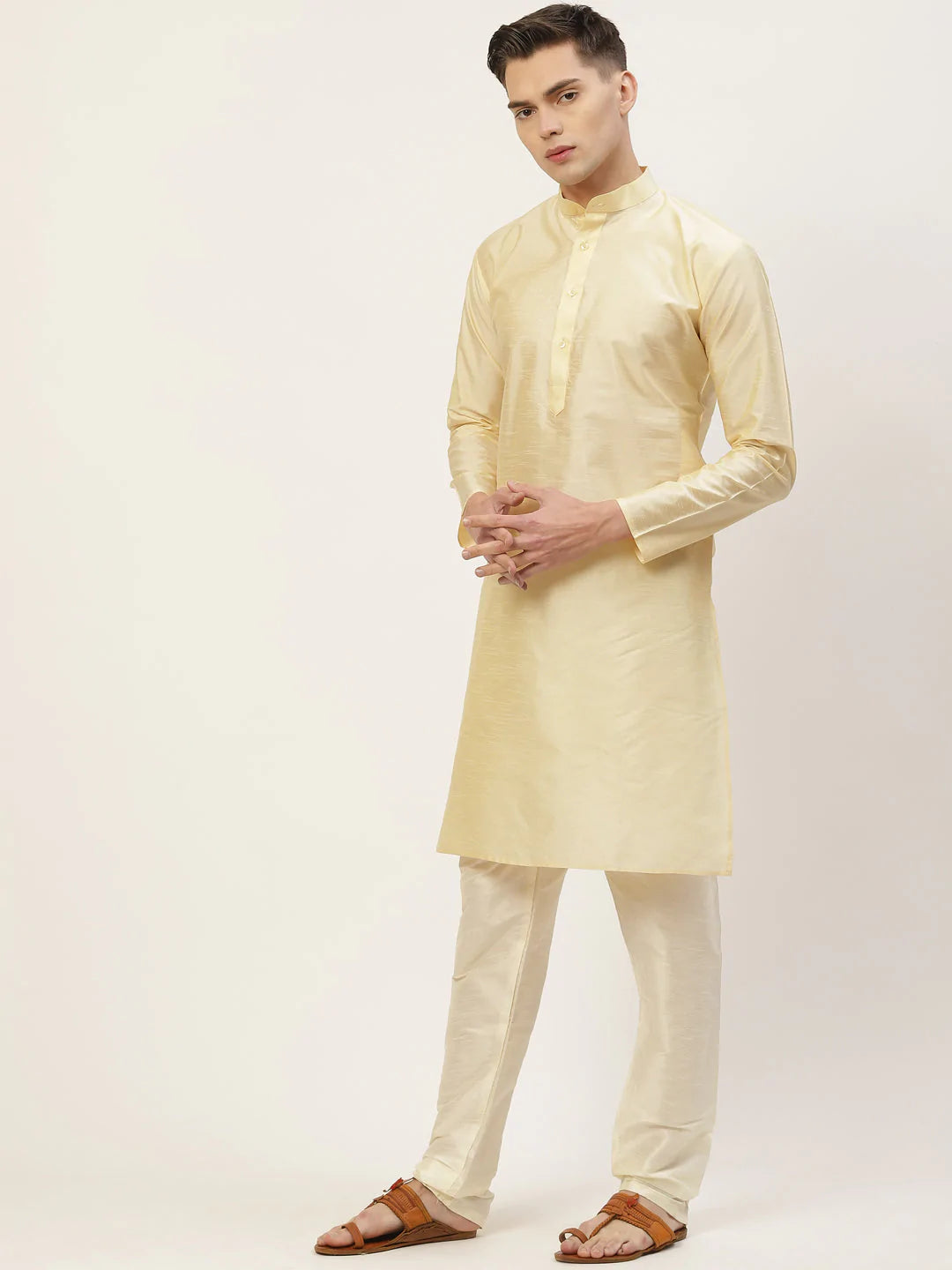 Men's Maroon Jacquard Silk Woven Design Kurta Set With Jacket (JOKPWC_G-D_4032Maroon)