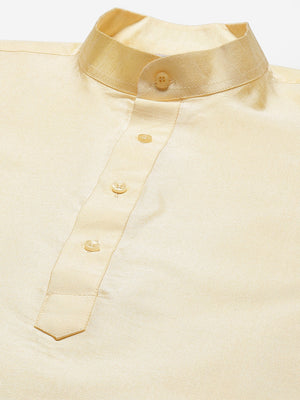 Men's Peach Jacquard Silk Woven Design Kurta Set With Jacket (JOKPWC_G-D_4032Peach)
