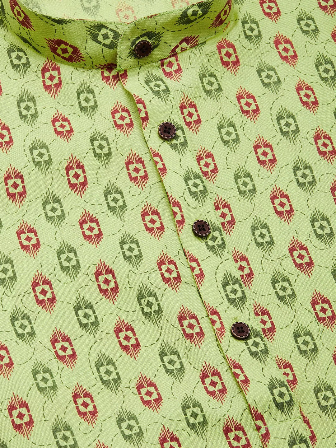 Men's Green Cotton Blend Printed Kurta Top (KO_651Green)