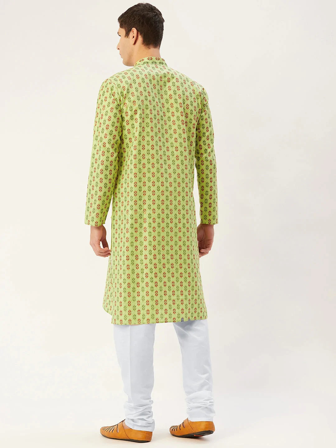 Men's Green Cotton Blend Printed Kurta Top (KO_651Green)