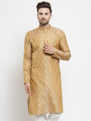 Men's Silver Jacquard Woven Kurta Top