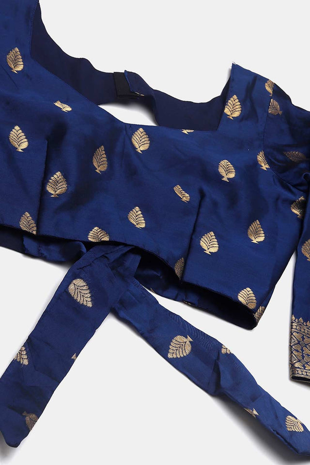 Blue Jacquard Zari Work Lehenga Choli