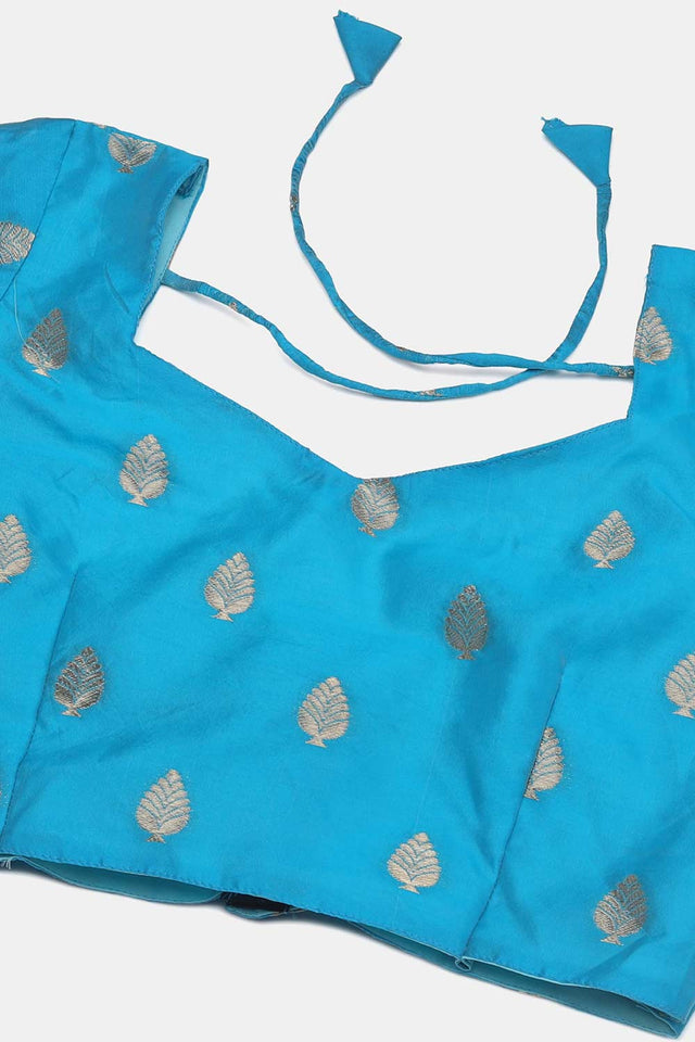 Blue Jacquard Zari Work Lehenga Choli