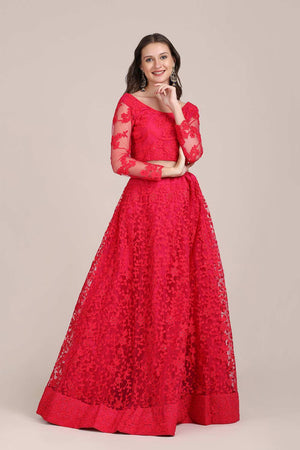 Pink Net Embroidered Lehenga Choli