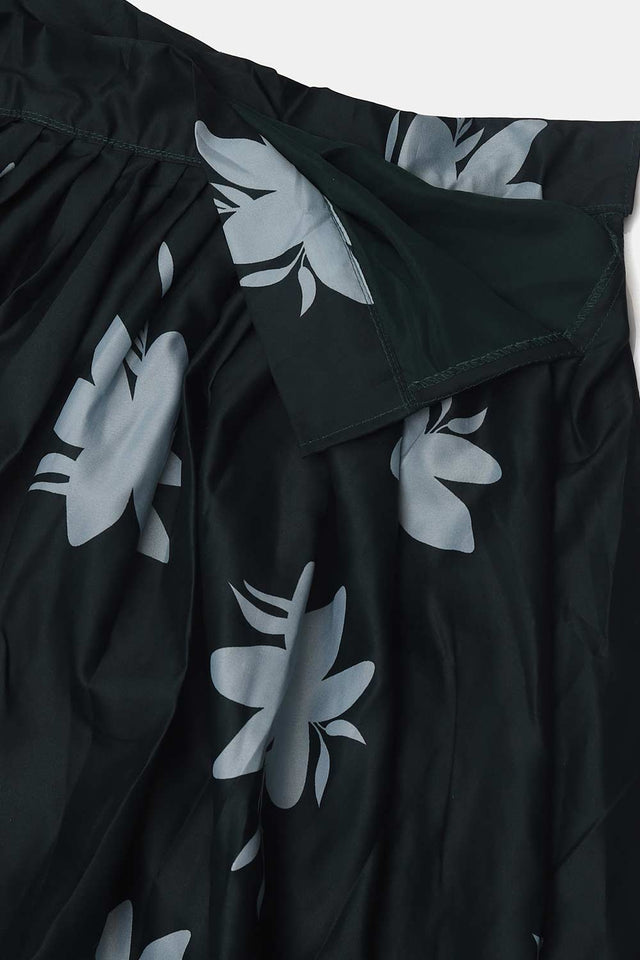 Green Crepe Floral Print Lehenga Choli