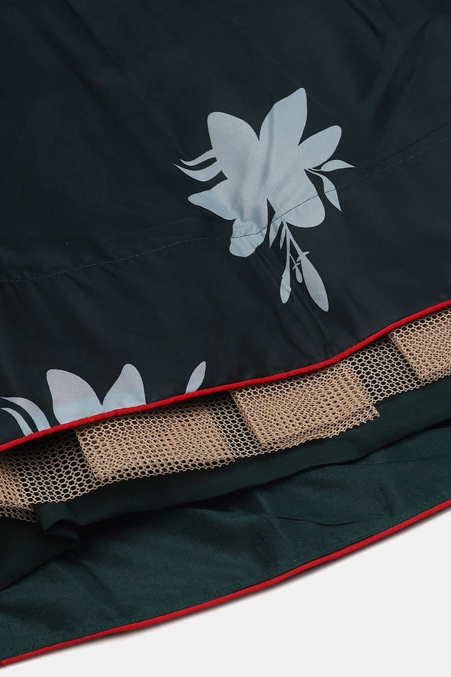 Green Crepe Floral Print Lehenga Choli