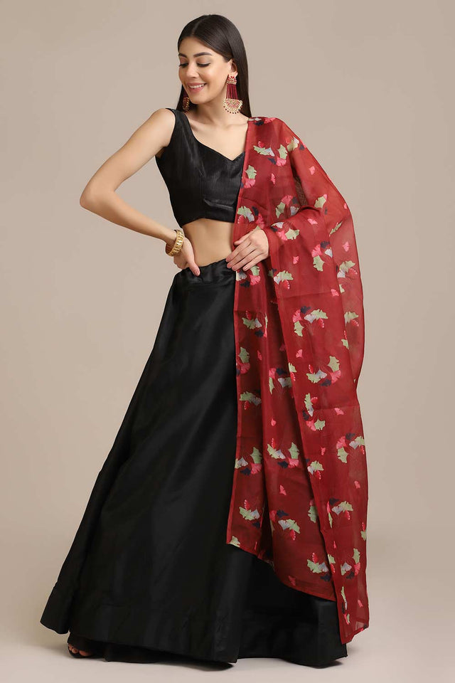 Black Banglory Silk Printed Lehenga Choli