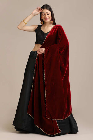 Black Banglory Silk Plain Lehenga Choli
