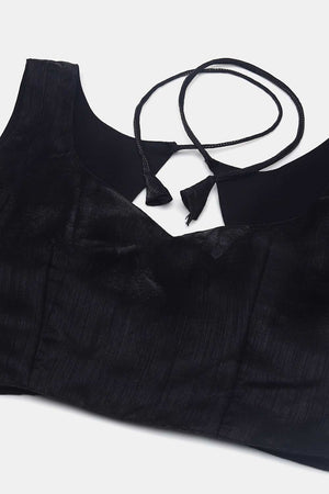 Black Banglory Silk Plain Lehenga Choli