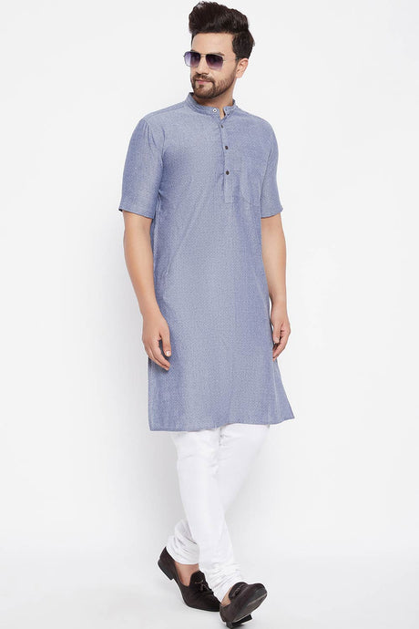 Shop Designer Grey Color Kurta Online For Men