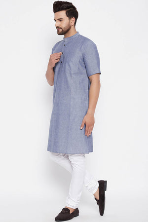 Buy Men's Solid Kurta in Grey
