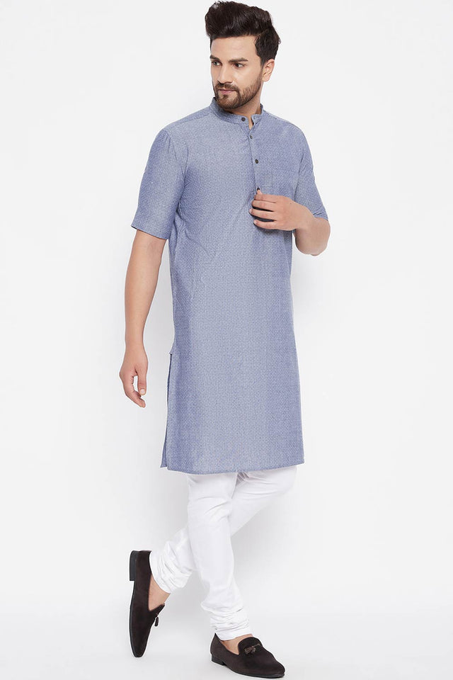 Shop Men's Blended Cotton Kurta in Grey