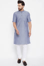 Buy Men's Blended Cotton Solid Kurta in Grey