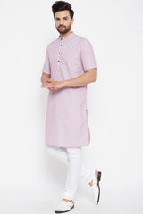 Buy Men's Stripes Kurta in Pink