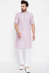 Buy Men's Viscose Rayon Stripes Kurta in Pink