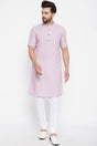 Buy Men's Viscose Rayon Stripes Kurta in Pink