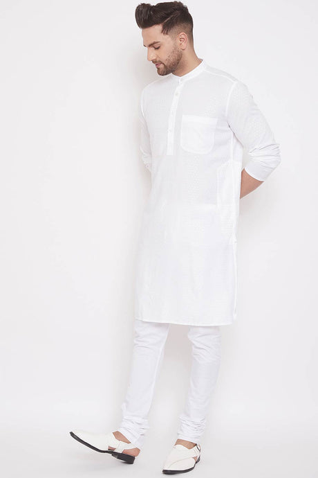 Buy Men's Blended Cotton Kurta in White