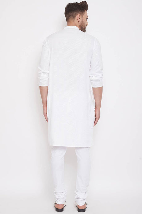 Buy Men's Blended Cotton Woven Kurta in White