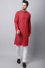 Men's Dark Maroon Solid Full Sleeve Long Kurta Top (LK-CHK1164-MRC)