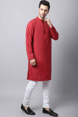 Men's Dark Maroon Solid Full Sleeve Long Kurta Top (LK-CHK1164-MRC)