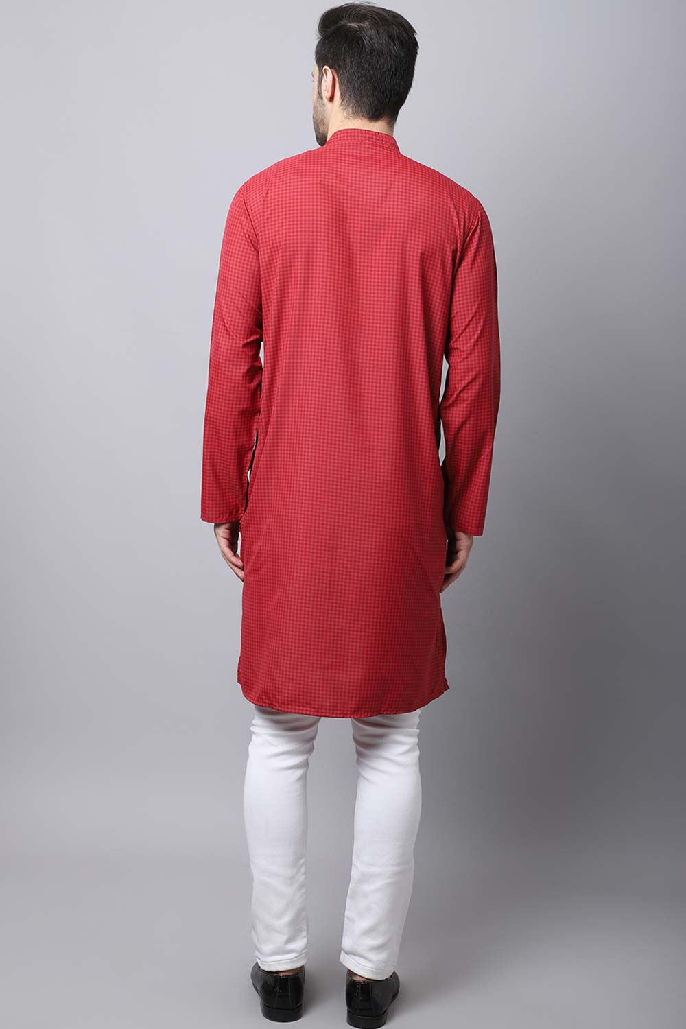 Men's Dark Maroon Solid Full Sleeve Long Kurta Top (LK-CHK1164-MRC)