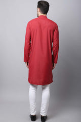 Men's Dark Maroon Solid Full Sleeve Long Kurta Top (LK-CHK1164-MRC)